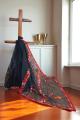 Black Red Applique Kota Cotton Saree